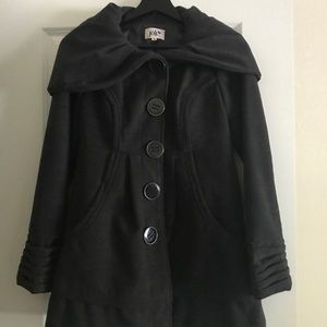 Jolt Dark Grey Peacoat with Oversized Hood